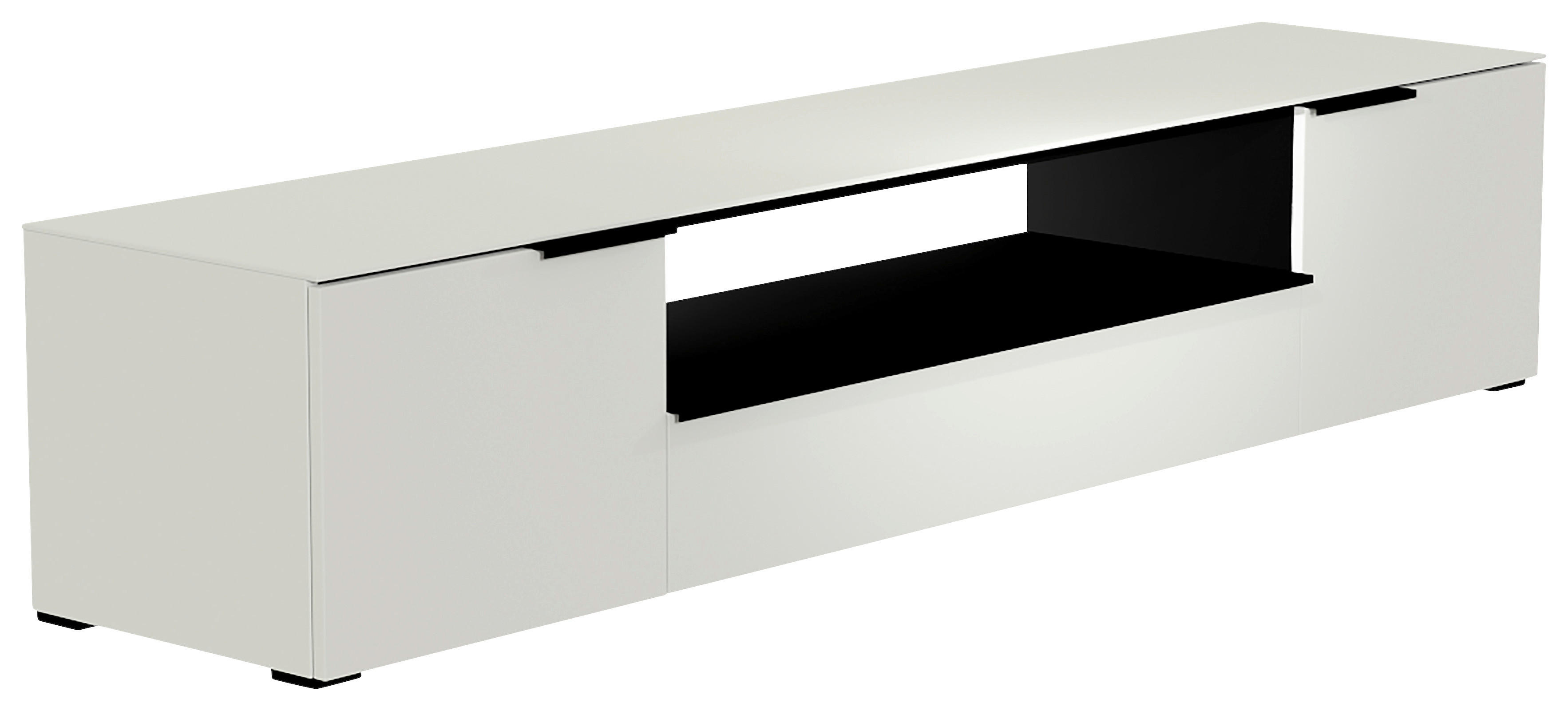 LOWBOARD Schwarz, Weiß  - Schwarz/Weiß, Design, Glas/Holzwerkstoff (210/43/45cm) - Moderano