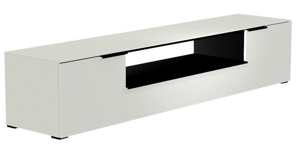 LOWBOARD Schwarz, Weiß  - Schwarz/Weiß, Design, Glas/Holzwerkstoff (210/43/45cm) - Moderano