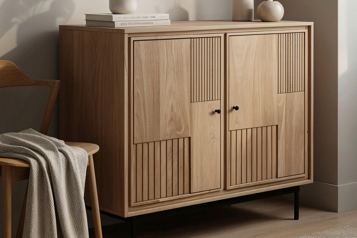 KOMMODE , 100/90/40 cm,  - Schwarz/Naturfarben, Design, Holz/Metall (100/90/40cm) - MID.YOU