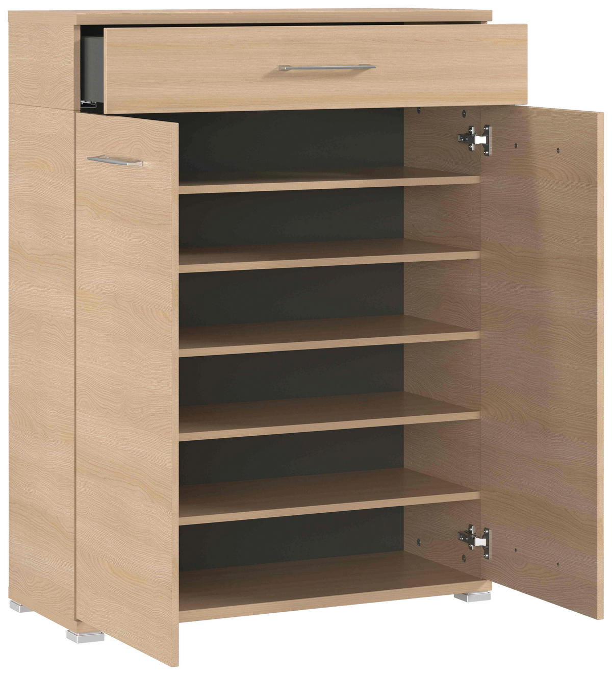 SCHUHSCHRANK 89/118/37 cm  - Eichefarben/Silberfarben, KONVENTIONELL, Holzwerkstoff/Kunststoff (89/118/37cm)