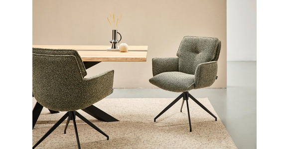 ARMLEHNSTUHL  Sitzfläche 360° drehbar, automatische Rückholfunktion Webstoff  - Dunkelgrün/Schwarz, Design, Textil/Metall (66/89/69cm) - Novel