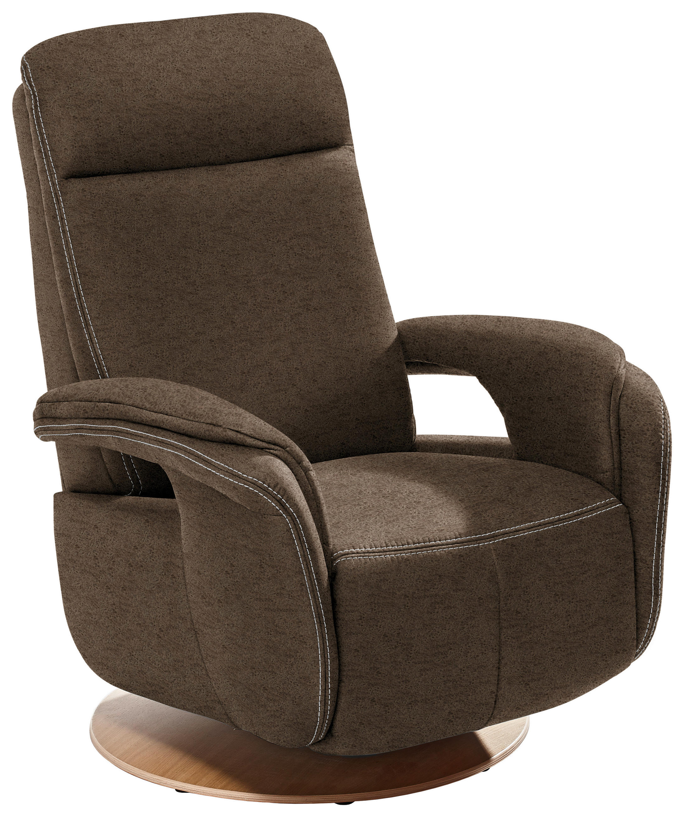 RELAXSESSEL Lederlook Relaxfunktion    - Eichefarben/Beige, LIFESTYLE, Holz/Textil (80/106/88cm) - Voleo
