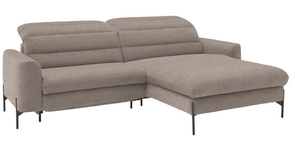 ECKSOFA in Flachgewebe Hellbraun 252/191 cm - Hellbraun/Schwarz, Design, Textil/Metall (252/191cm) - Dieter Knoll