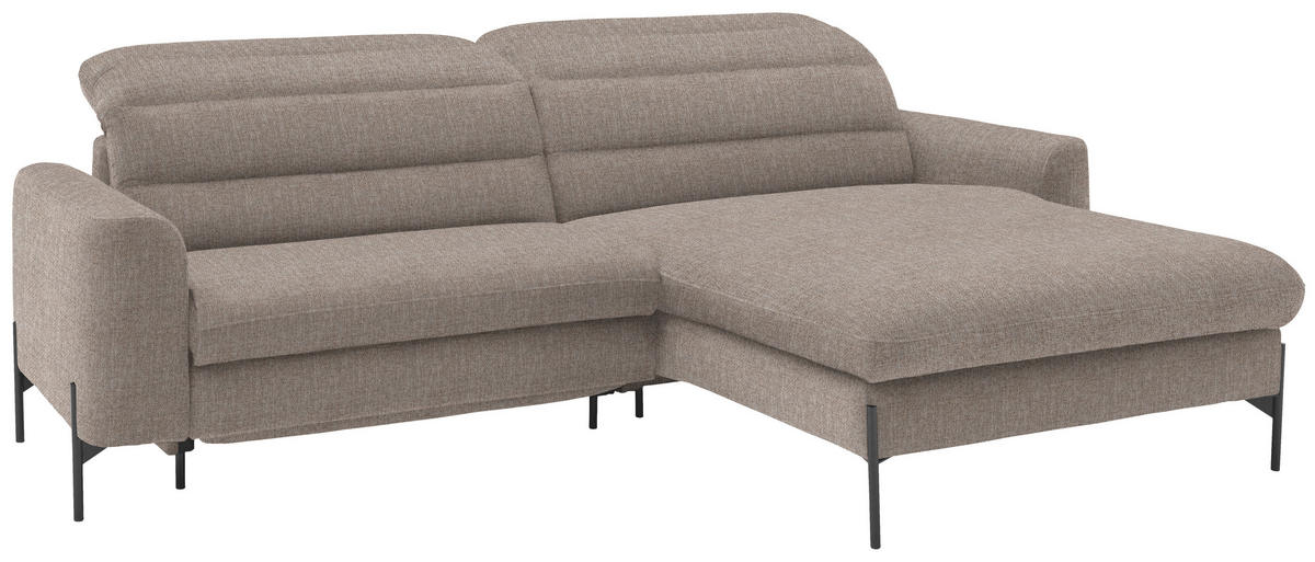 ECKSOFA in Flachgewebe Hellbraun  - Hellbraun/Schwarz, Design, Textil/Metall (252/191cm) - Dieter Knoll