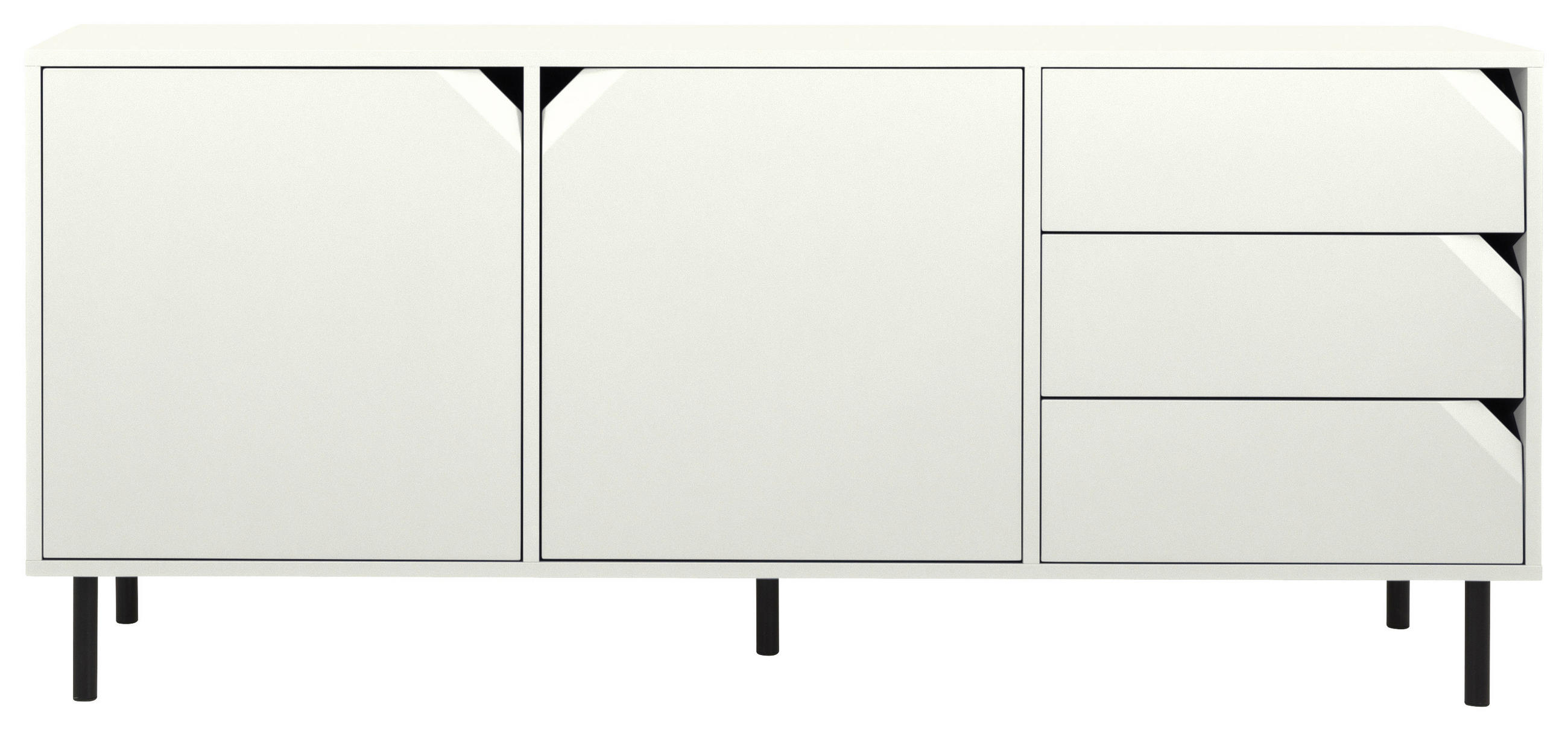 SIDEBOARD 176,5/77/43 cm  in Weiß  - Schwarz/Weiß, Design, Holzwerkstoff/Metall (176,5/77/43cm)