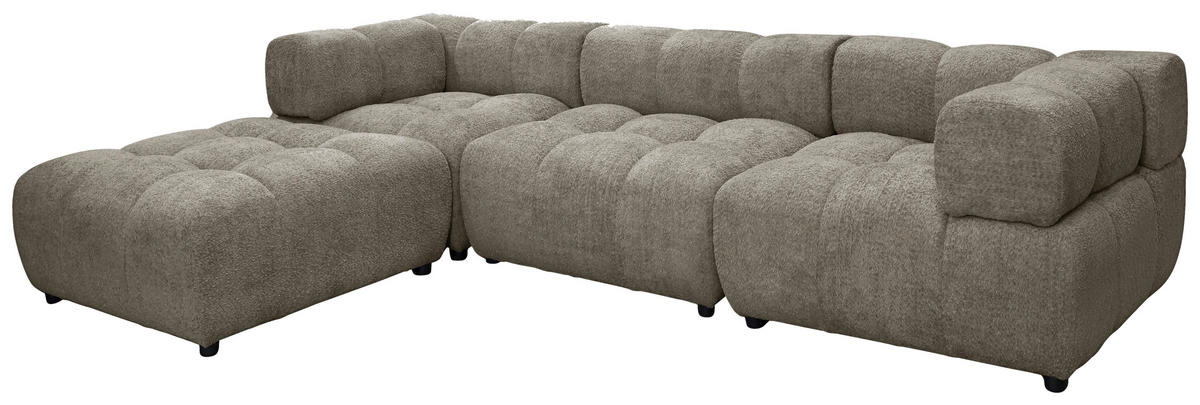 ECKSOFA ZAK in Bouclé Hellbraun  280/186 cm  - Hellbraun/Schwarz, Design, Kunststoff/Textil (280/186cm) - MID.YOU