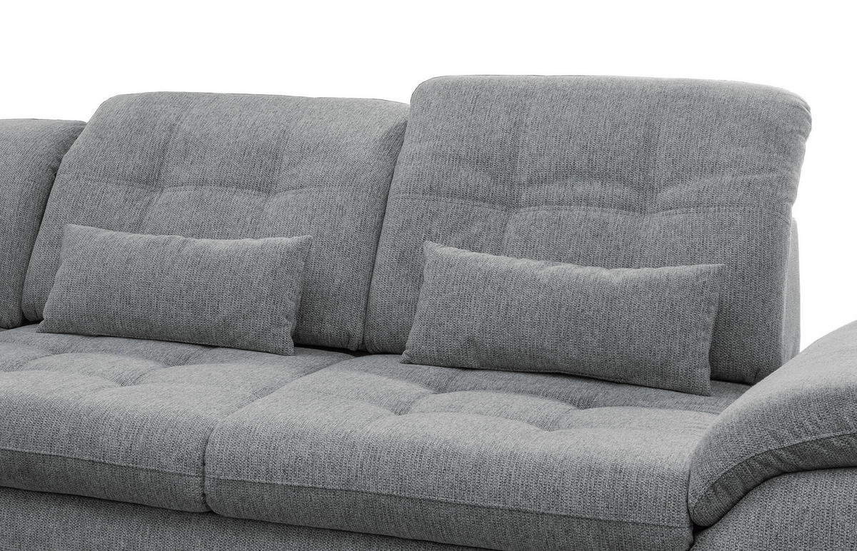 ECKSOFA in Chenille Silberfarben  - Chromfarben/Anthrazit, Modern, Textil/Metall (184/314cm) - Livetastic