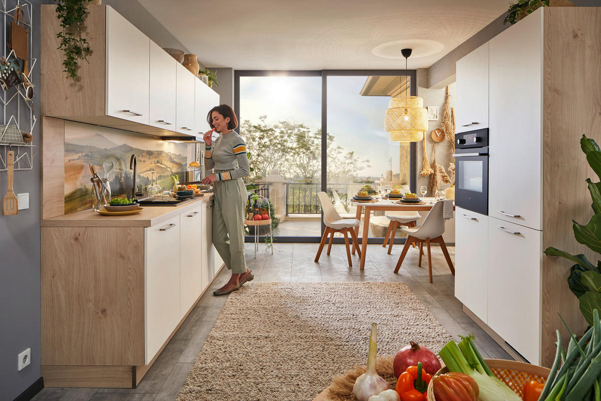 KUCHYNSKÁ LINKA WIN 300 - magnóliová/farba ušľachtilej ocele, Konventionell, kov/kompozitné drevo (300cm) - Welnova