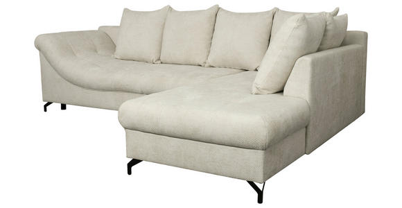 ECKSOFA Hellgrau Struktur - Hellgrau/Schwarz, KONVENTIONELL, Textil/Metall (247/194cm) - Carryhome