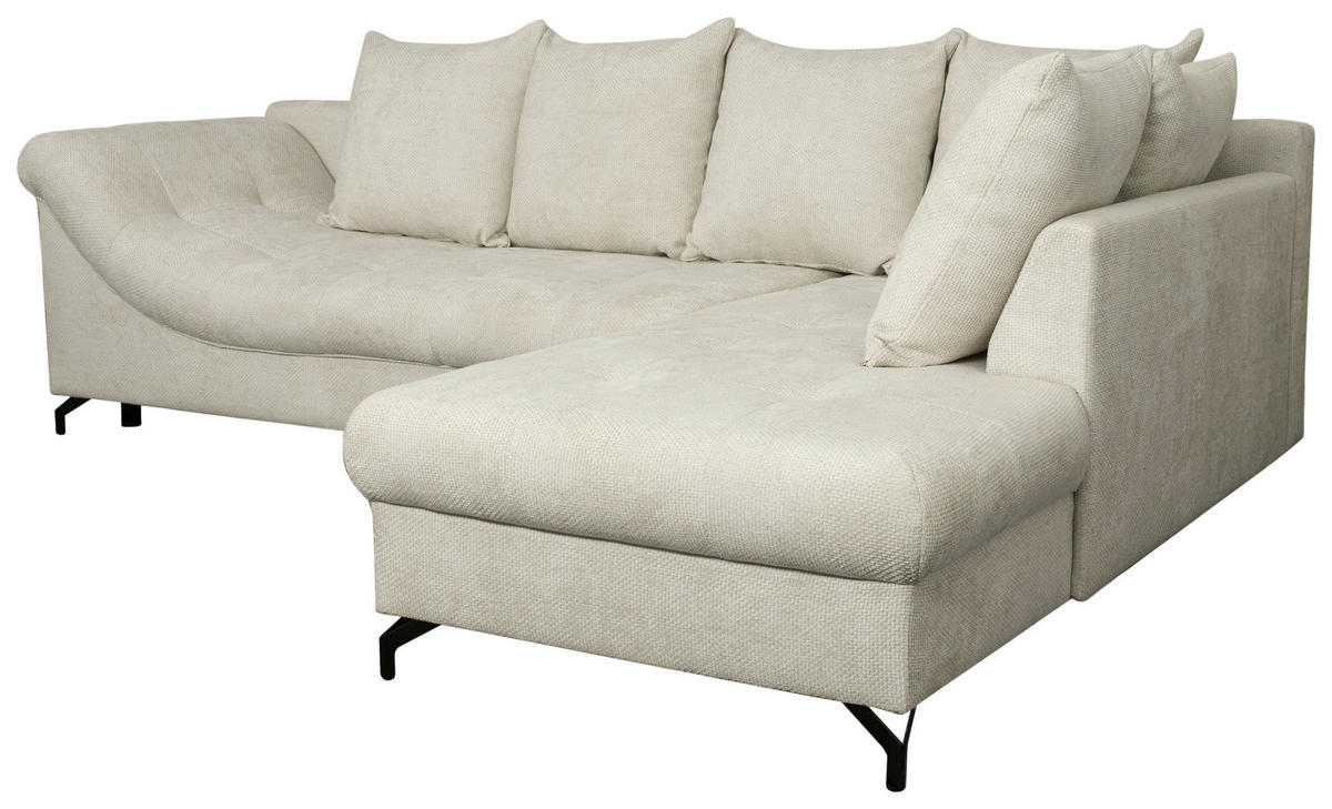 ECKSOFA Hellgrau Struktur  - Hellgrau/Schwarz, KONVENTIONELL, Textil/Metall (274/194cm) - Carryhome