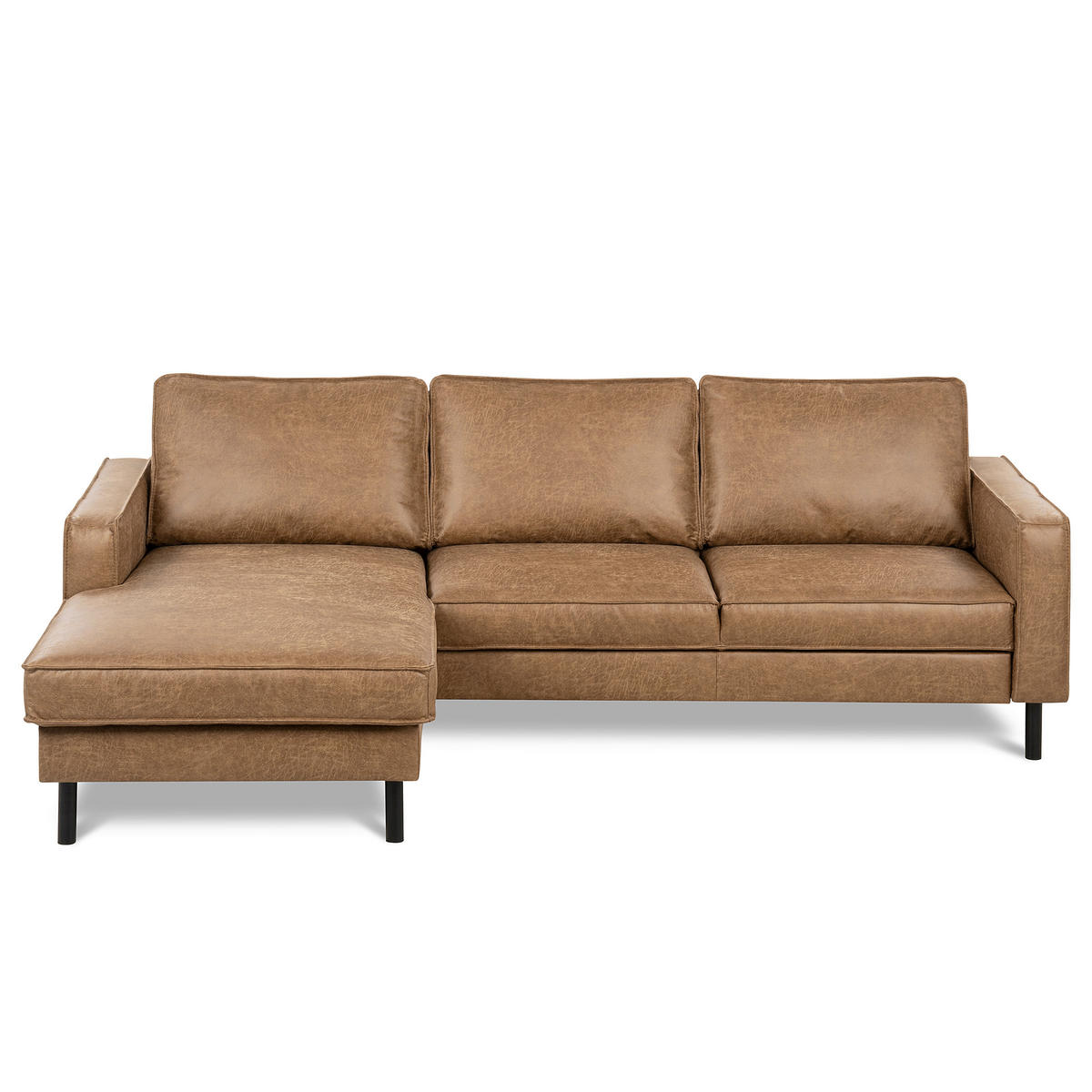 ECKSOFA Beige Echtleder Lederlook Rücken echt  - Beige, Design, Leder/Textil (166/238cm) - Livetastic