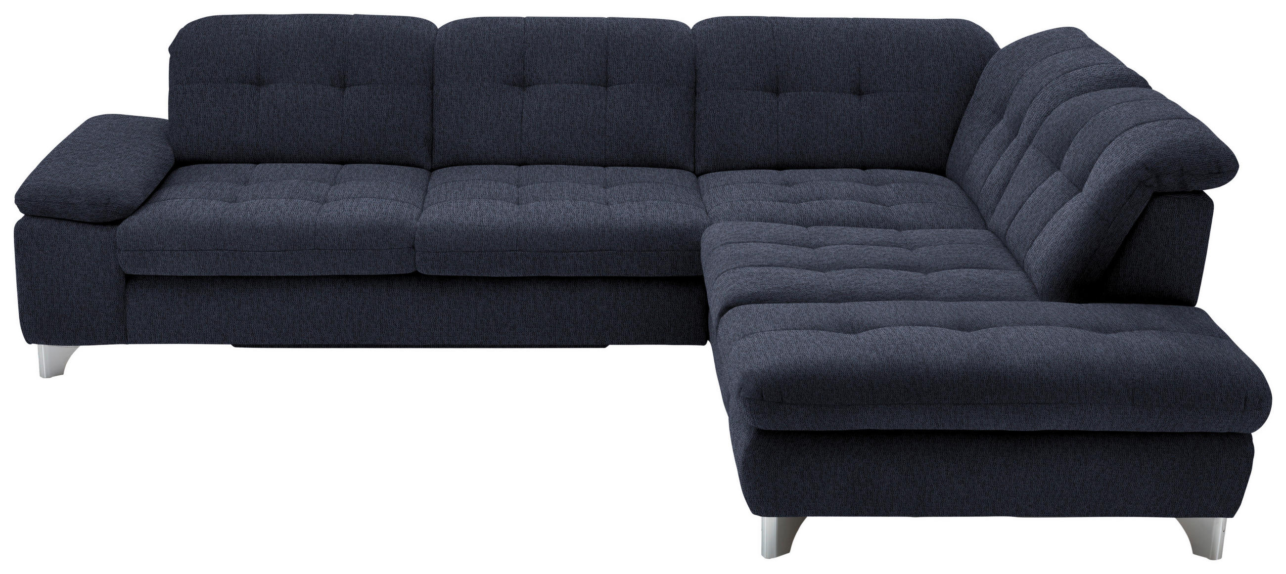 ECKSOFA in Chenille Dunkelblau  - Chromfarben/Dunkelblau, Design, Textil/Metall (310/260cm) - Beldomo Speed