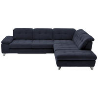 ECKSOFA in Chenille Dunkelblau  - Chromfarben/Dunkelblau, Design, Textil/Metall (310/260cm) - Beldomo Speed