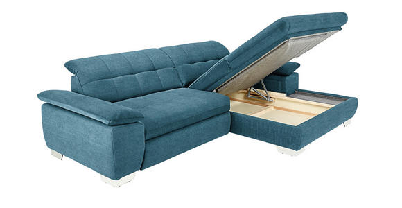 ECKSOFA in Mikrofaser Blau  - Chromfarben/Blau, Design, Textil/Metall (265/180cm) - Carryhome