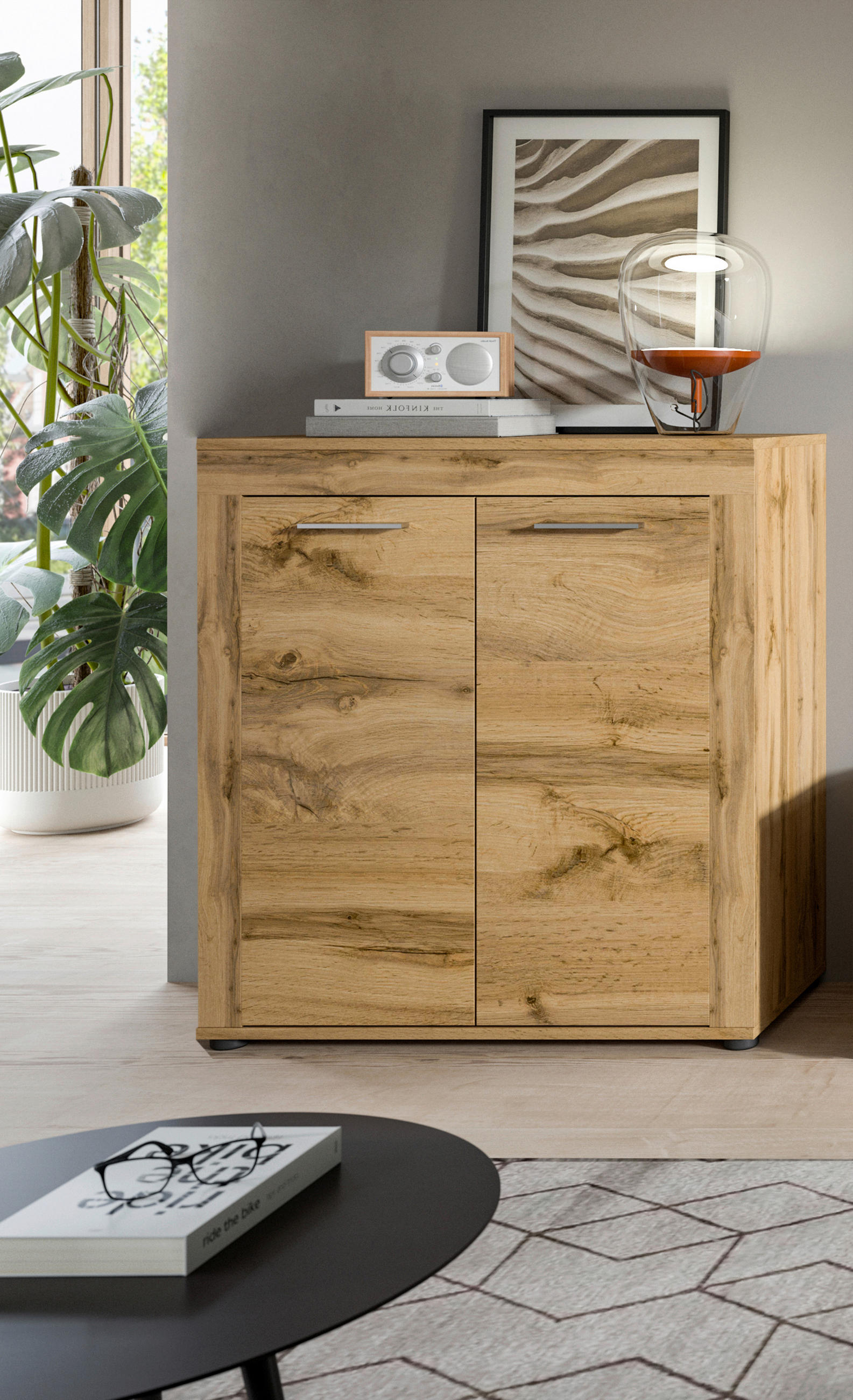 HIGHBOARD Jam  in 80/88/35 cm  - Silberfarben/Eiche Wotan, Design, Holzwerkstoff/Kunststoff (80/88/35cm) - MID.YOU
