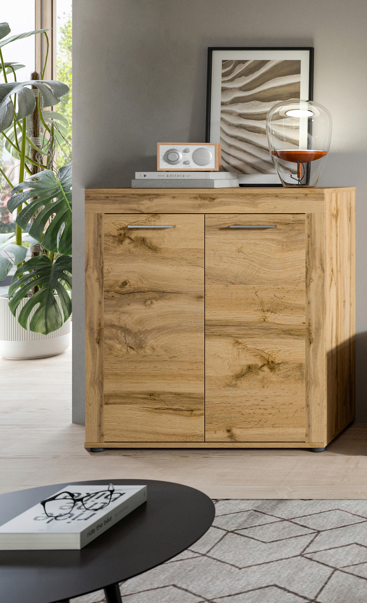 HIGHBOARD Jam  in 80/88/35 cm  - Eiche Wotan/Silberfarben, Design, Holzwerkstoff/Kunststoff (80/88/35cm) - MID.YOU