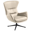 OHRENSESSEL in Hellgrau  - Hellgrau/Schwarz, Design, Leder/Metall (84/104/96cm) - home24