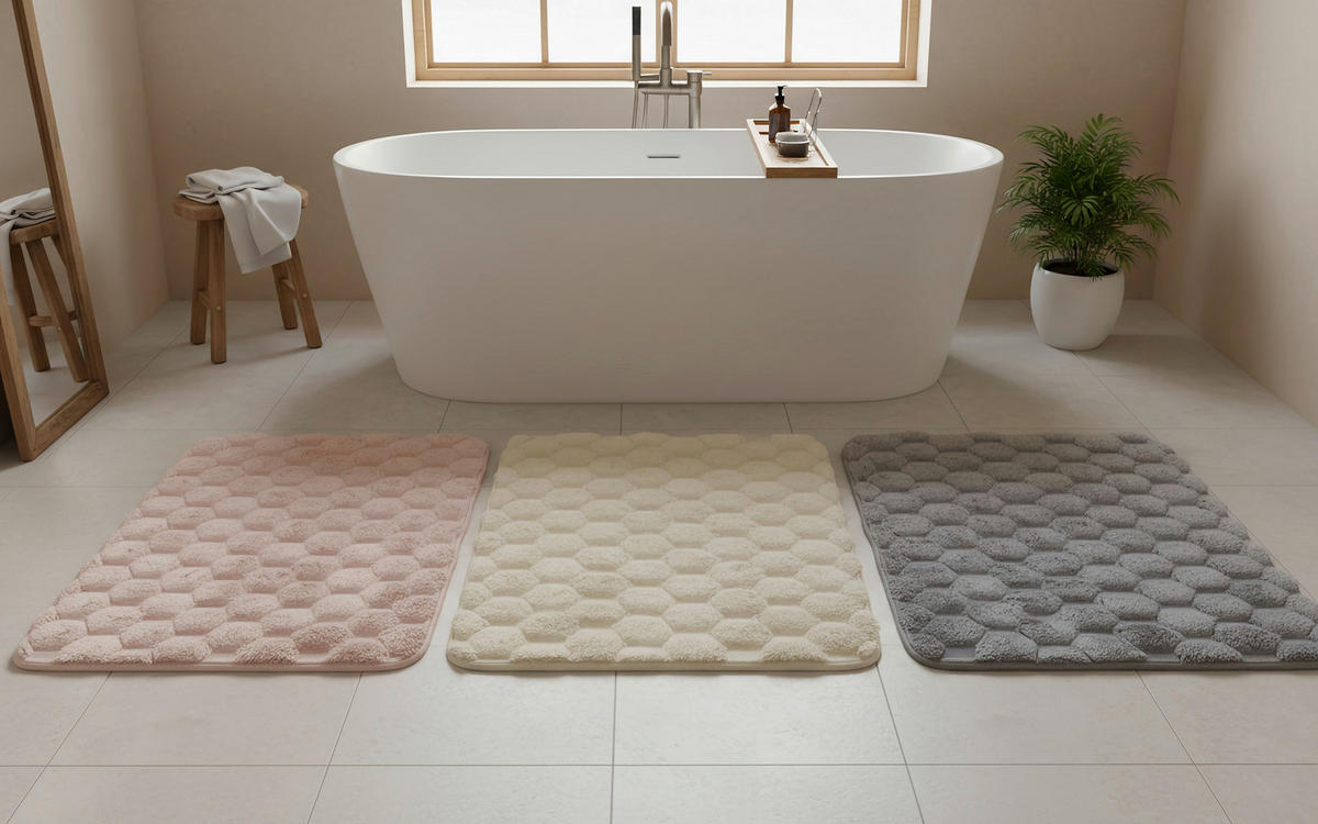 BADRUMSMATTA beige 40/60 cm  - beige, Basics, textil (40/60cm)