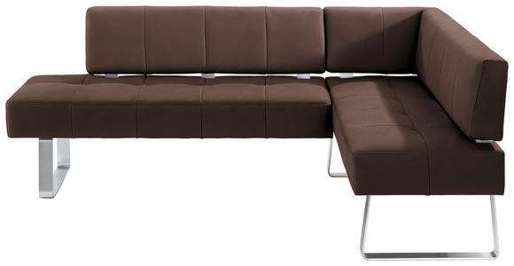 ECKBANK 227/165 cm Mikrofaser Braun, Edelstahlfarben Metall - Edelstahlfarben/Braun, Design, Textil/Metall (227/165cm) - Moderano