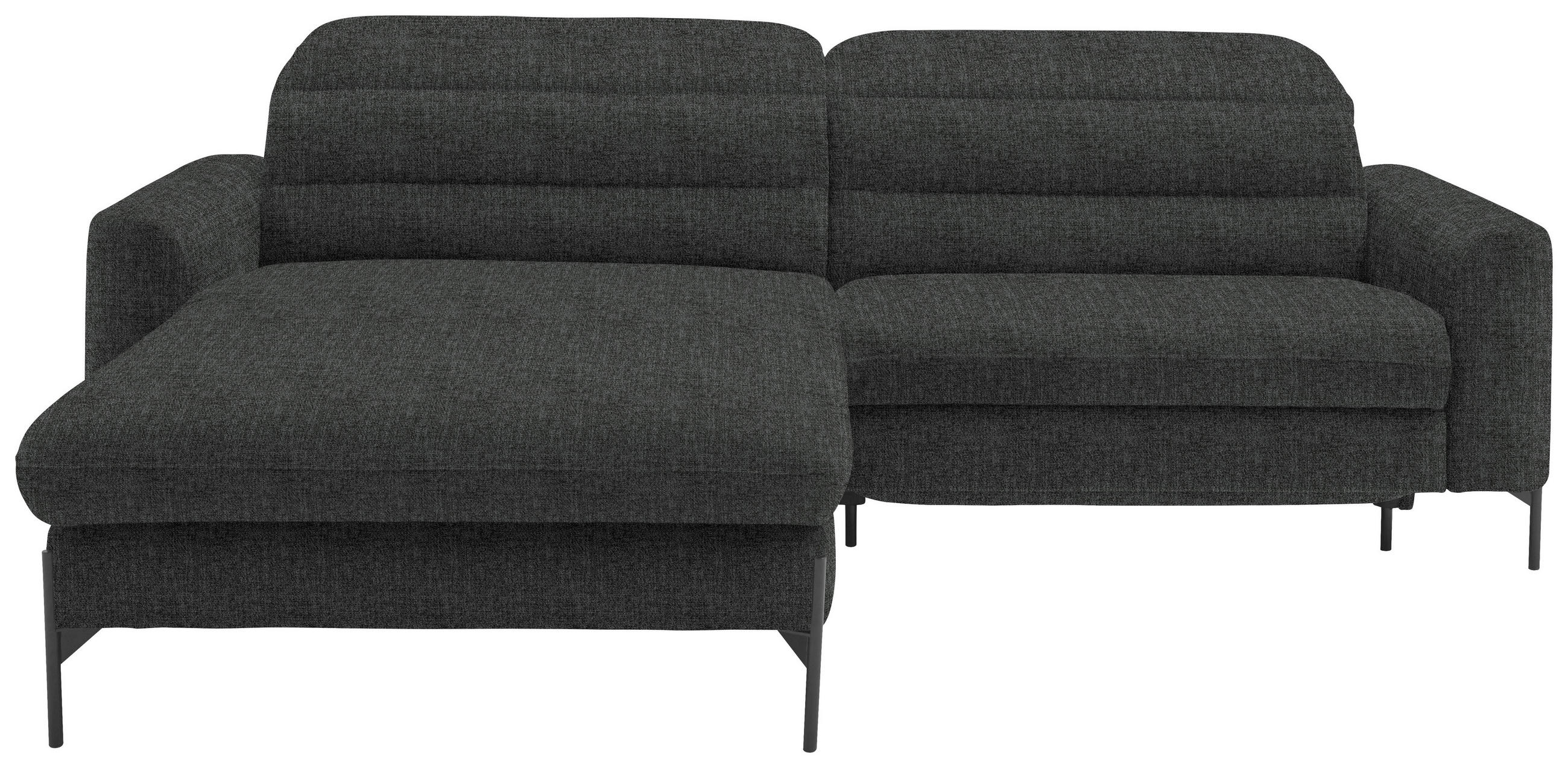 ECKSOFA in Flachgewebe Dunkelgrau  191/252 cm  - Dunkelgrau/Schwarz, Design, Textil/Metall (191/252cm) - Dieter Knoll