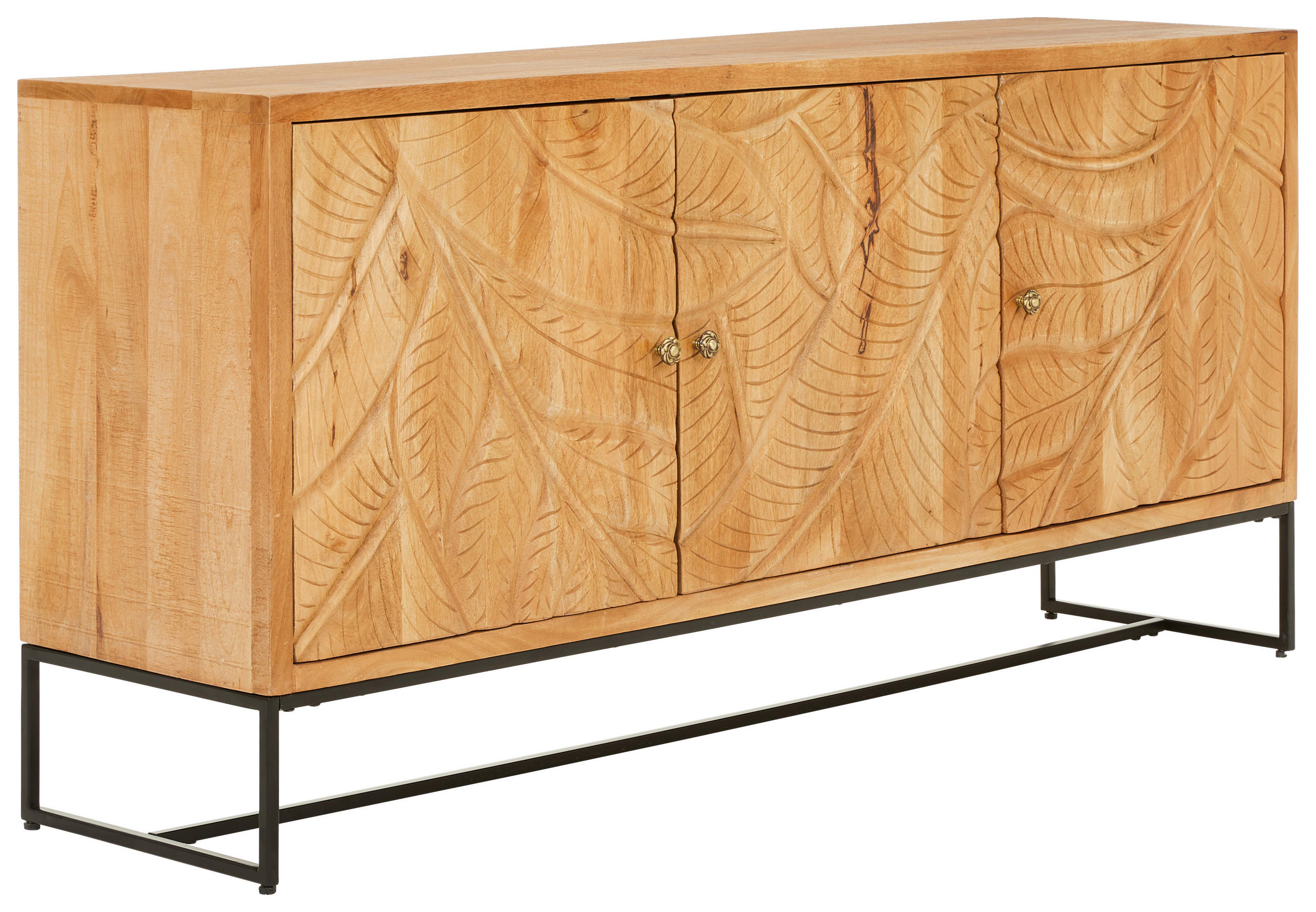 SIDEBOARD  160/75/40 cm  - Goldfarben/Schwarz, Natur, Holz/Metall (160/75/40cm) - Livetastic