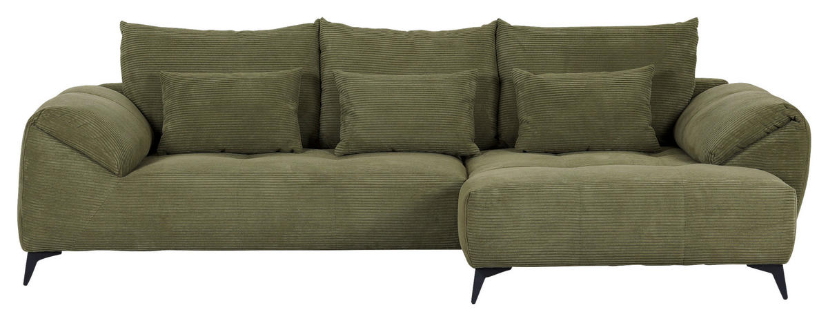 ECKSOFA in Cord Dunkelgrün  - Dunkelgrün/Schwarz, Konventionell, Textil/Metall (311/176cm) - Carryhome