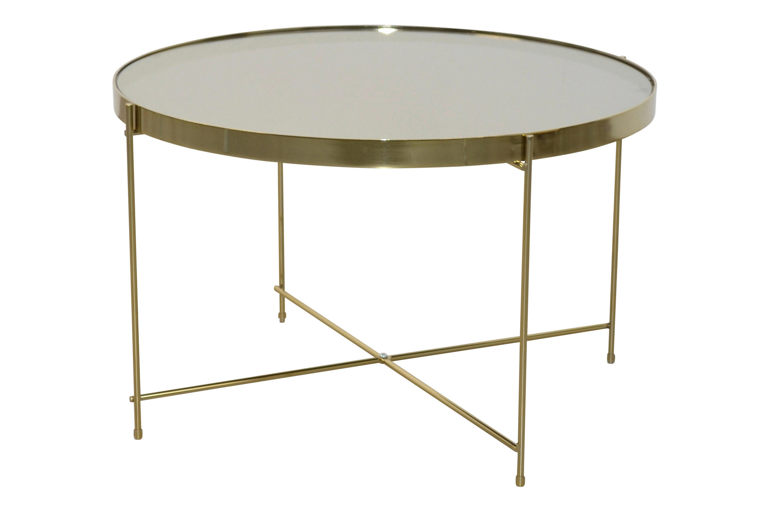 COUCHTISCH Spiegelglas 62,5/62,5/38 cm rund Champagner  - Champagner, Design, Glas/Metall (62,5/62,5/38cm) - MID.YOU