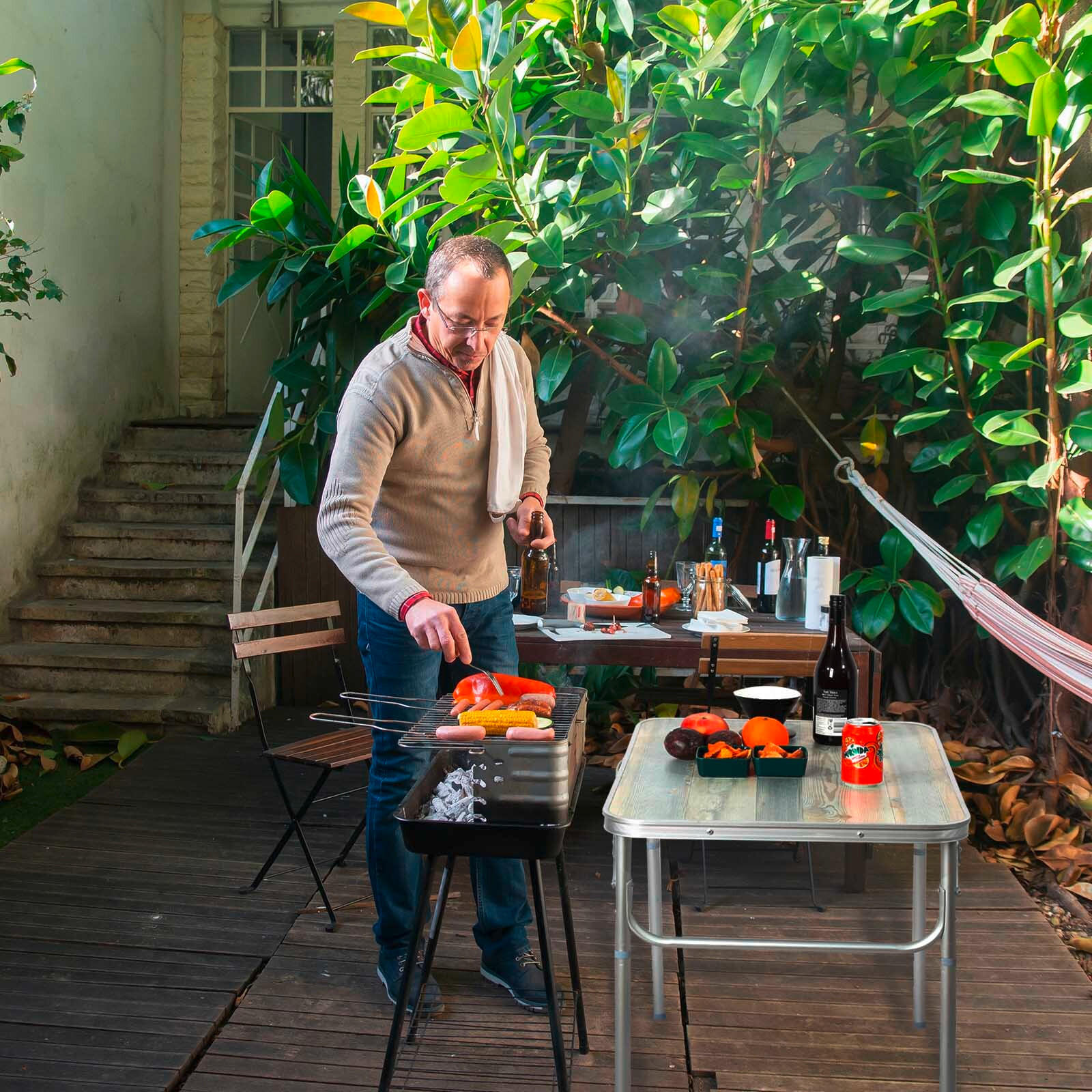 Modante CAMPINGTISCH Silbereichen 55cm × 75cm × 63cm