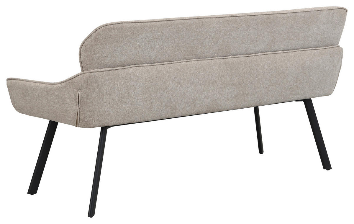 SITZBANK in Metall, Textil Schwarz, Taupe  - Taupe/Schwarz, MODERN, Textil/Metall (160/90/62cm) - MID.YOU
