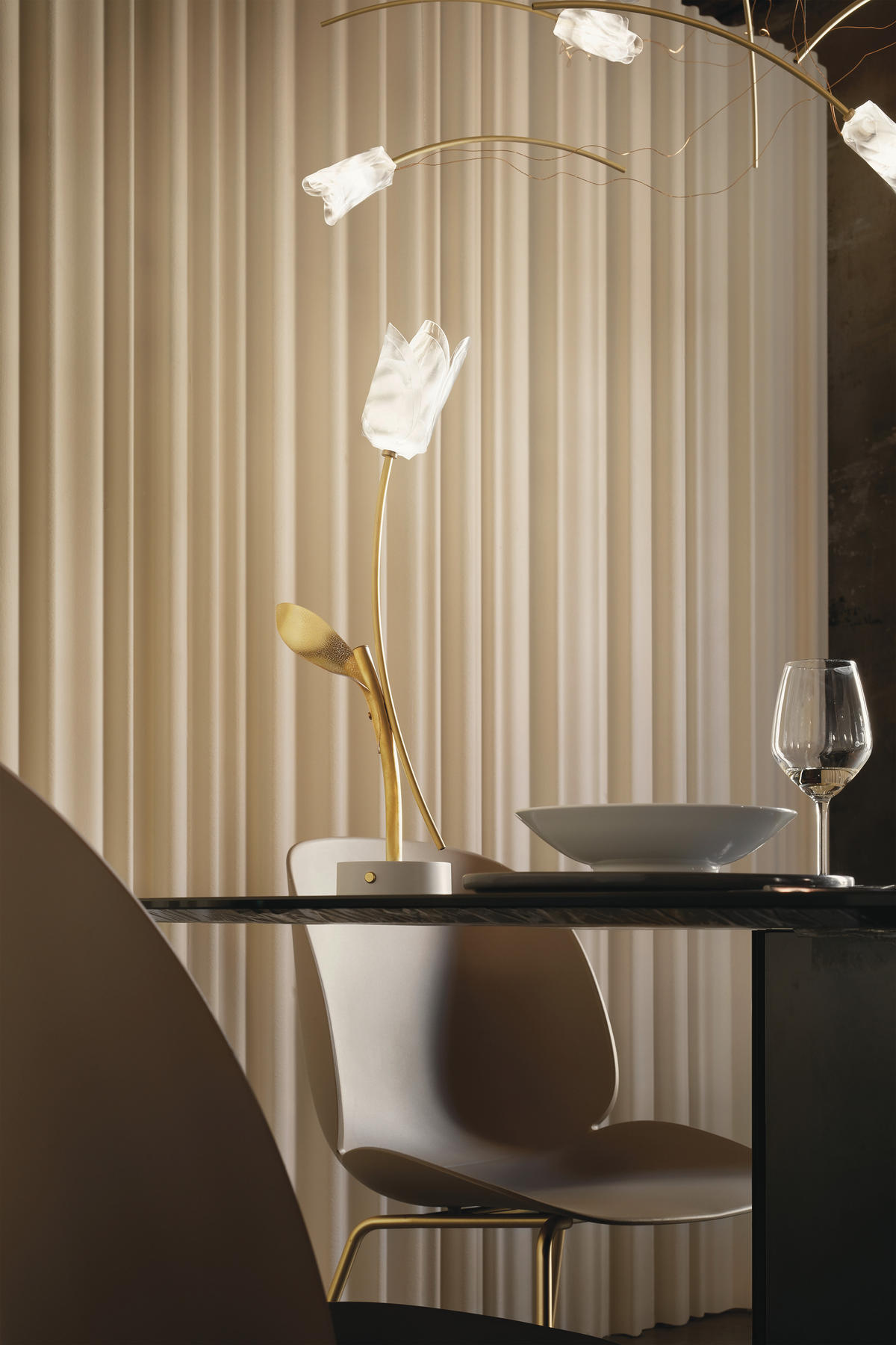 AKKU-TISCHLEUCHTE Tulip Battery 8,5/15/38 cm   - Transparent/Goldfarben, KONVENTIONELL, Kunststoff/Metall (8,5/15/38cm) - Slamp