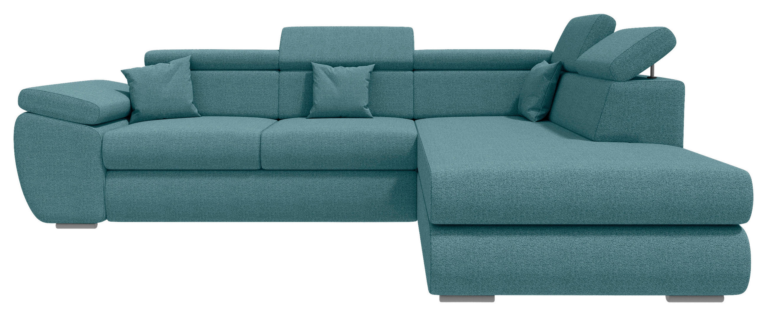 ECKSOFA Petrol Struktur  - Chromfarben/Petrol, KONVENTIONELL, Kunststoff/Textil (282/205cm) - Carryhome
