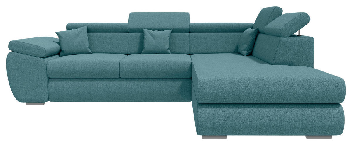 ECKSOFA Petrol Struktur  - Chromfarben/Petrol, KONVENTIONELL, Kunststoff/Textil (282/205cm) - Carryhome
