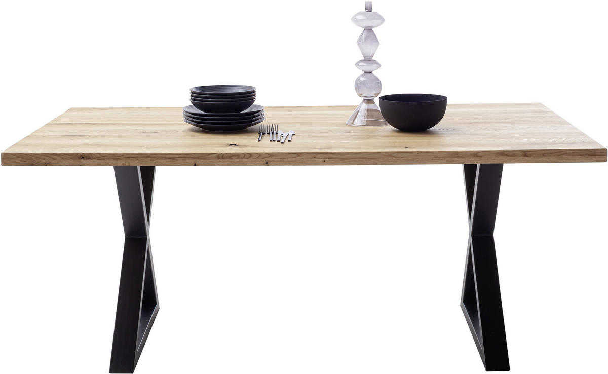 ESSTISCH in Holz 160/90/76 cm  - Wildeiche/Schwarz, Konventionell, Holz/Metall (160/90/76cm) - Valdera