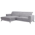 ECKSOFA Hellgrau Cord  - Hellgrau/Schwarz, KONVENTIONELL, Textil/Metall (178/290cm) - Cantus