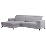 ECKSOFA Hellgrau Cord  - Hellgrau/Schwarz, KONVENTIONELL, Textil/Metall (178/290cm) - Cantus