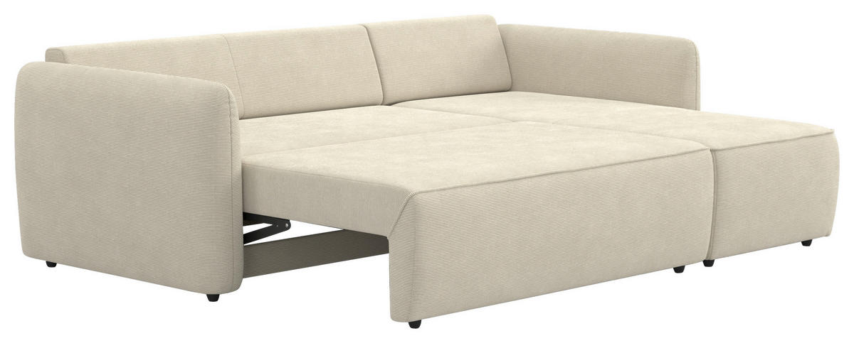 ECKSOFA Cord Beige  - Beige/Schwarz, Trend, Kunststoff/Textil (239/170cm) - MID.YOU