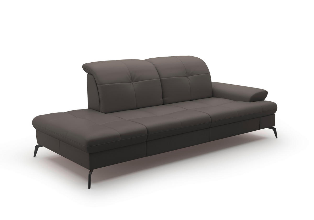 RÉCAMIERE in Vliesstoff Kombination Echtleder/Stoff Mokka  - Schwarz/Mokka, Konventionell, Leder/Textil (231/90/122cm) - Sit & More