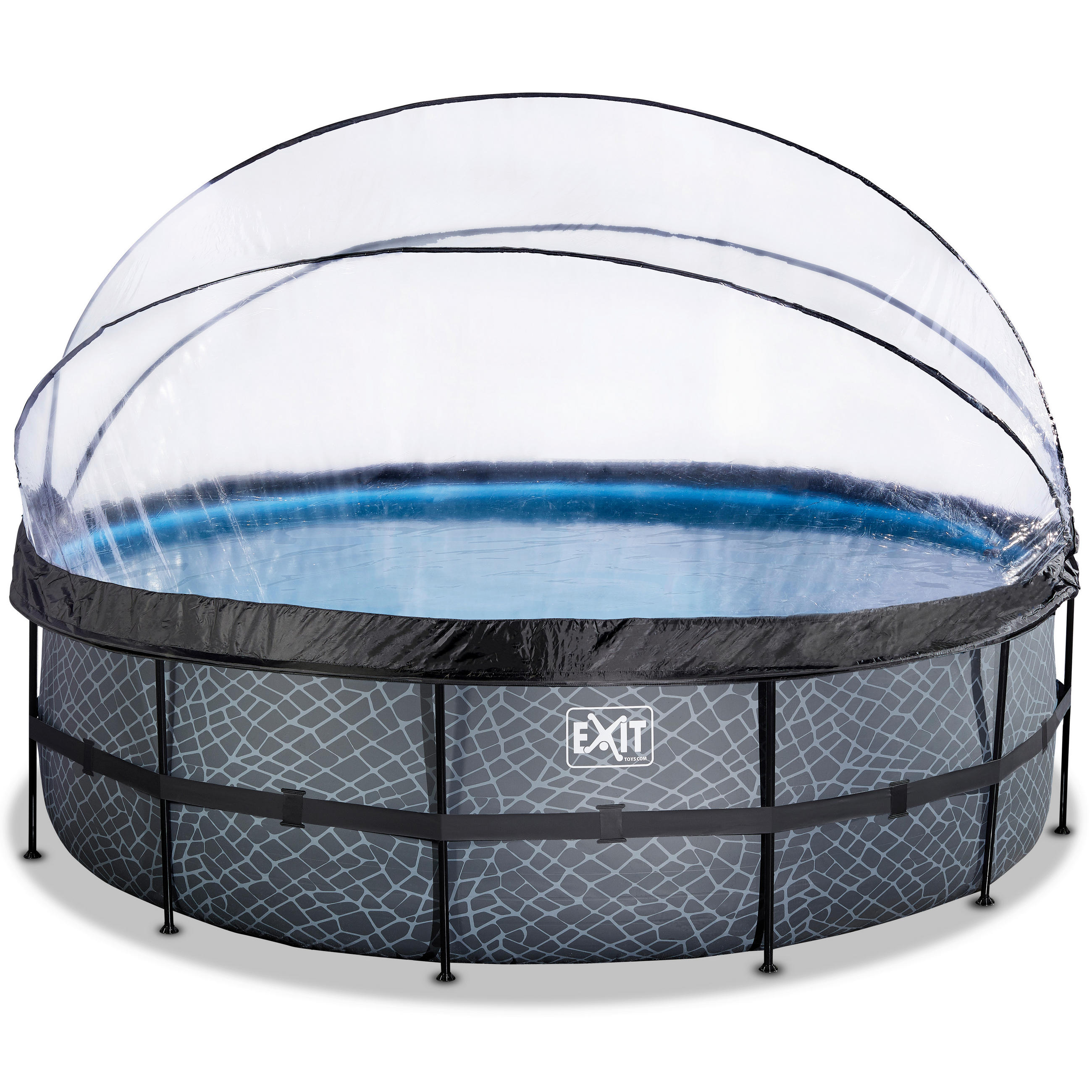 EXIT POOL STONE 488X122 488/122 cm  - Grau, KONVENTIONELL, Metall (488/122cm) - EXIT Toys