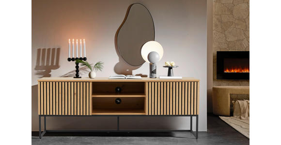 LOWBOARD Bueno  in 160/60/40 cm  - Schwarz/Eiche Artisan, MODERN, Holzwerkstoff/Metall (160/60/40cm) - Xora