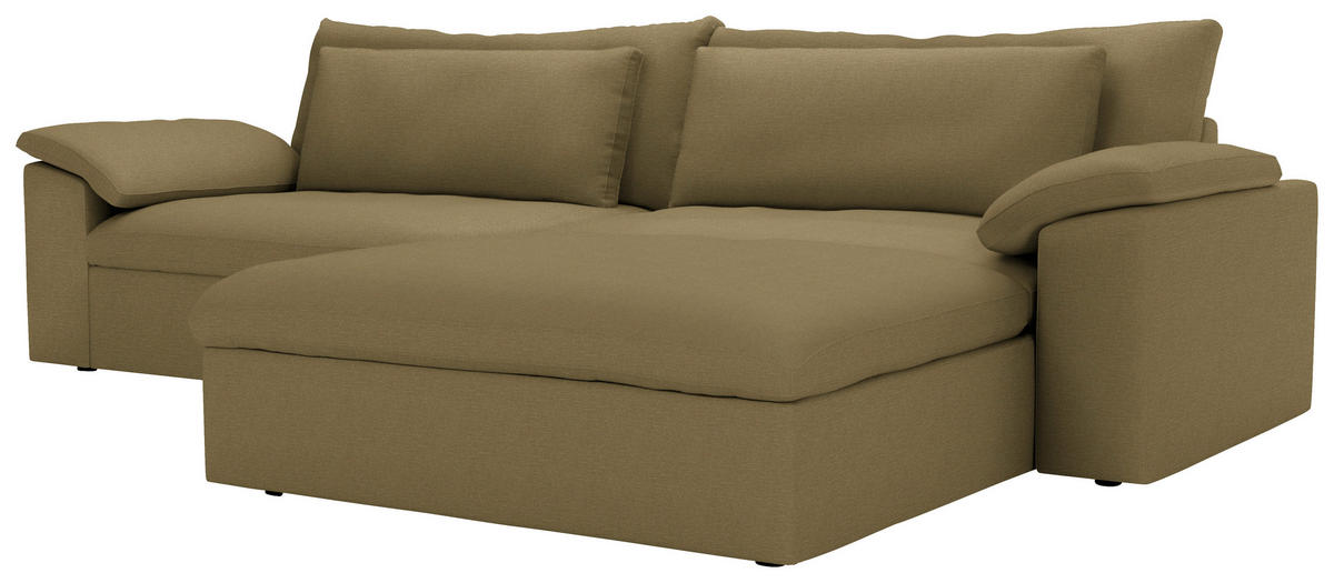 ECKSOFA  Chenille Schilfgrün  - Schilfgrün/Schwarz, Modern, Kunststoff/Textil (306/198cm) - Carryhome