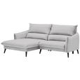 ECKSOFA in Velours Hellgrau  - Hellgrau/Schwarz, Design, Holz/Textil (170/238cm) - Carryhome