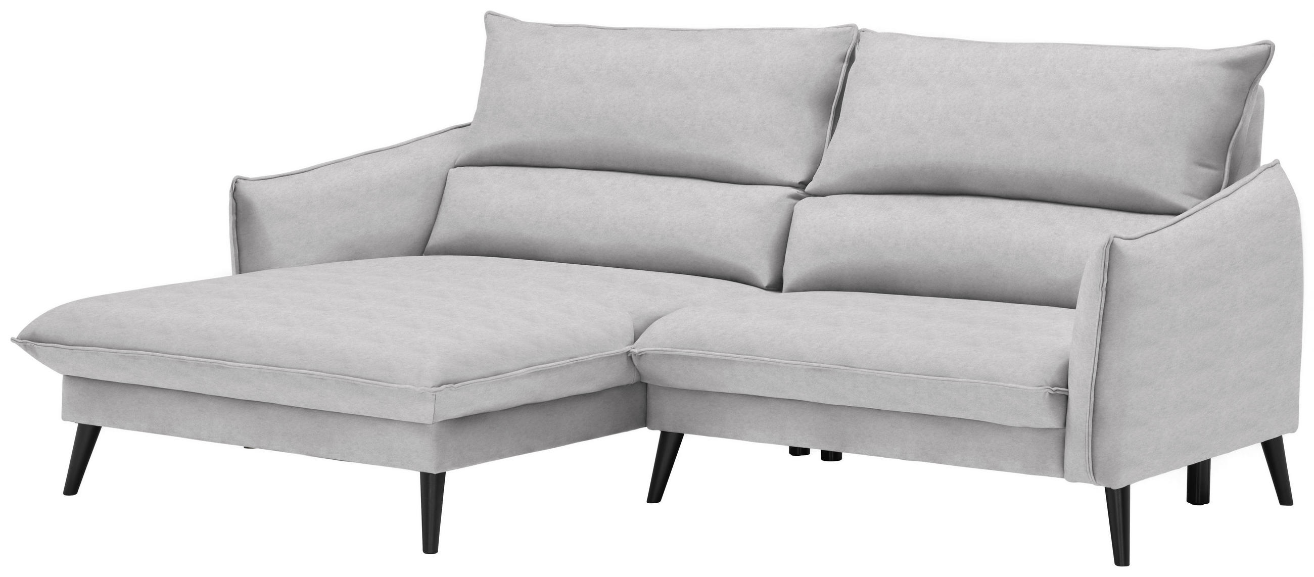 ECKSOFA Hellgrau Velours  - Hellgrau/Schwarz, Design, Holz/Textil (170/238cm) - Carryhome