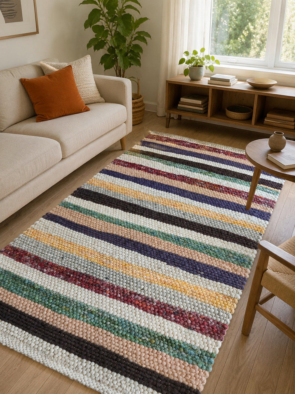 KÉZZEL SZŐTT SZŐNYEG   - többszínű, Basics, textil (70/130cm)