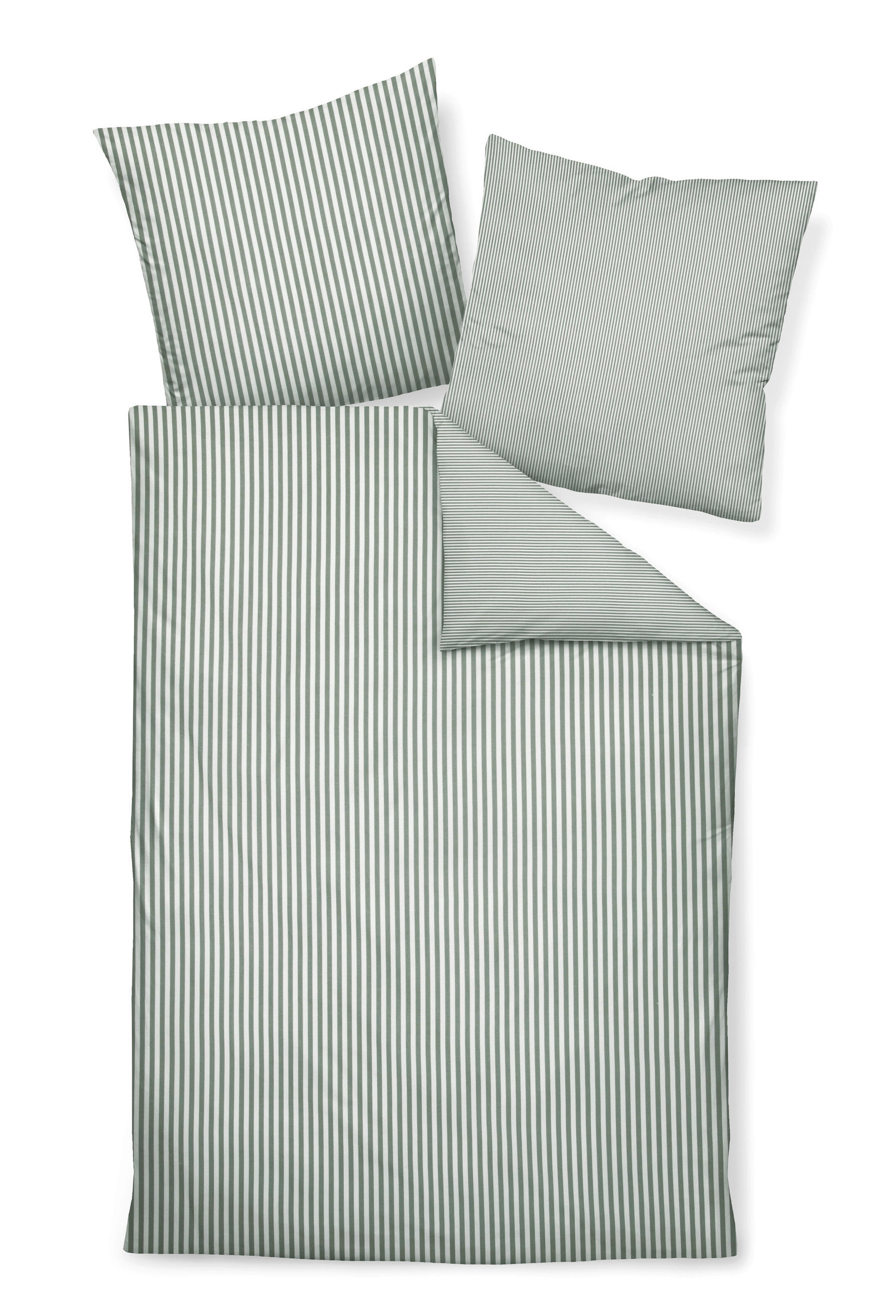 BETTWÄSCHE Chinchilla S Flanell 155/200 cm  - Salbeigrün/Weiß, Basics, Textil (155/200cm) - Janine