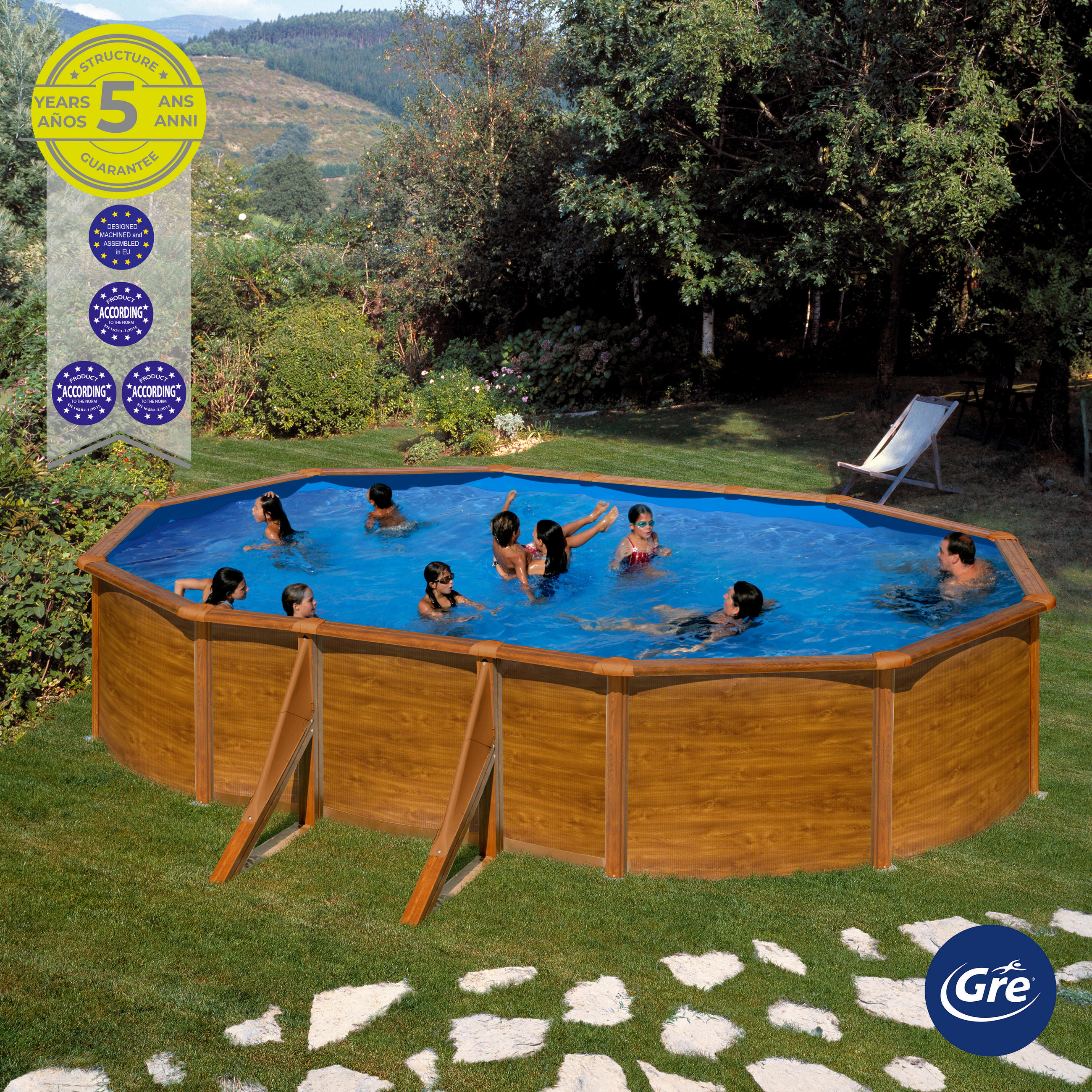 POOL-SET 2024 500/300/120 cm  - Braun, KONVENTIONELL, Metall (500/300/120cm) - Gre