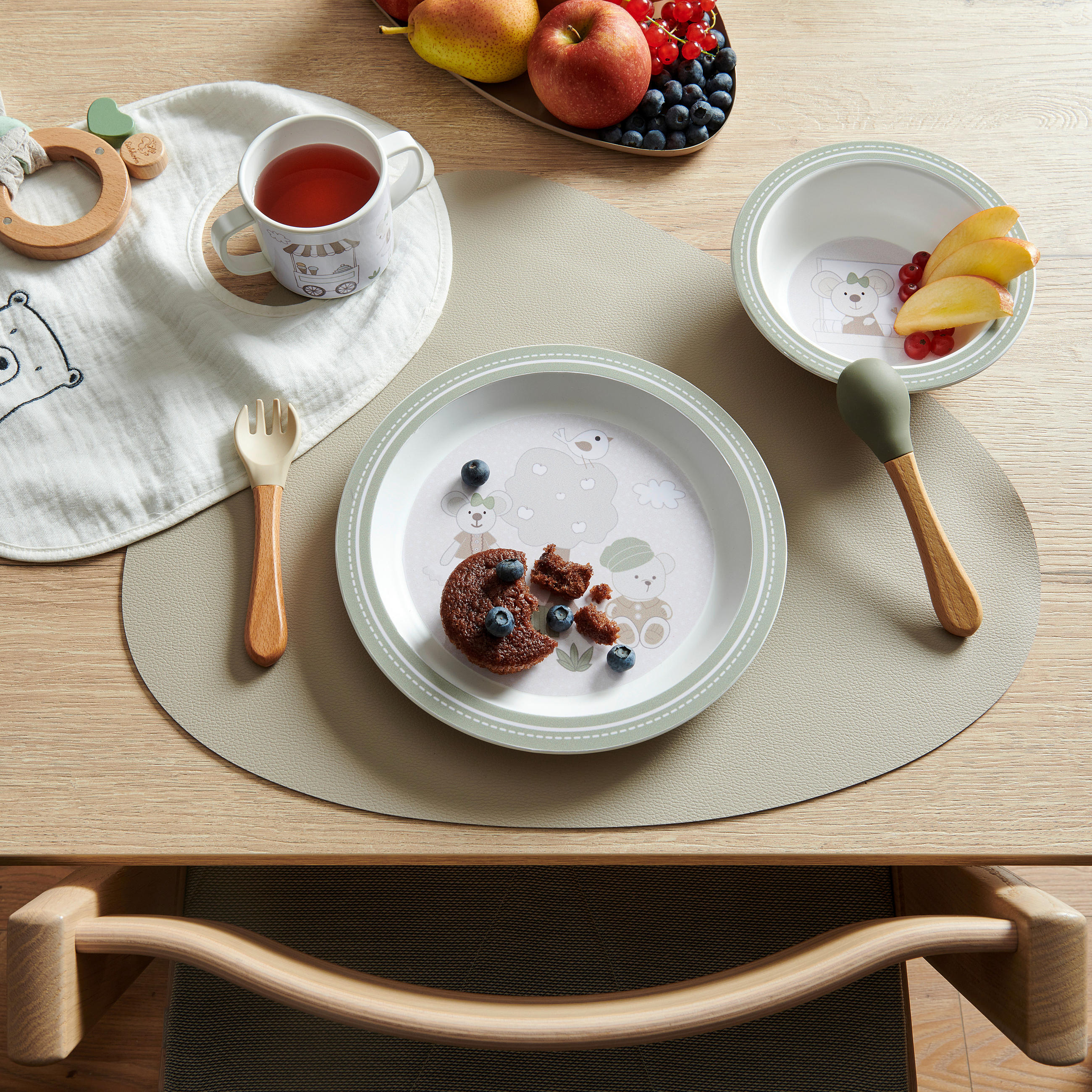 BARNTALLRIK - grön/brun, Basics, plast (21,5/2,2cm) - My Baby Lou
