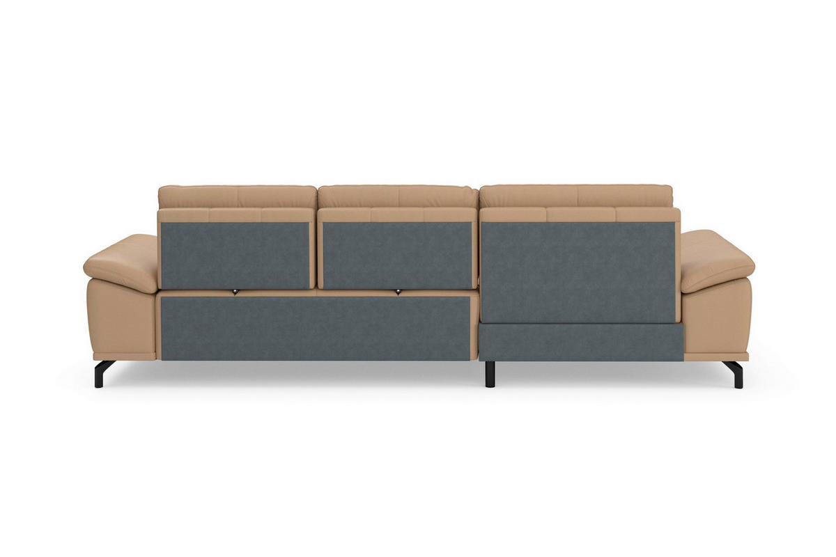 ROHOVÁ SEDAČKA, textil, koža, cappuccino - čierna/cappuccino, Basics, kov/koža (176/301cm) - Sit & More
