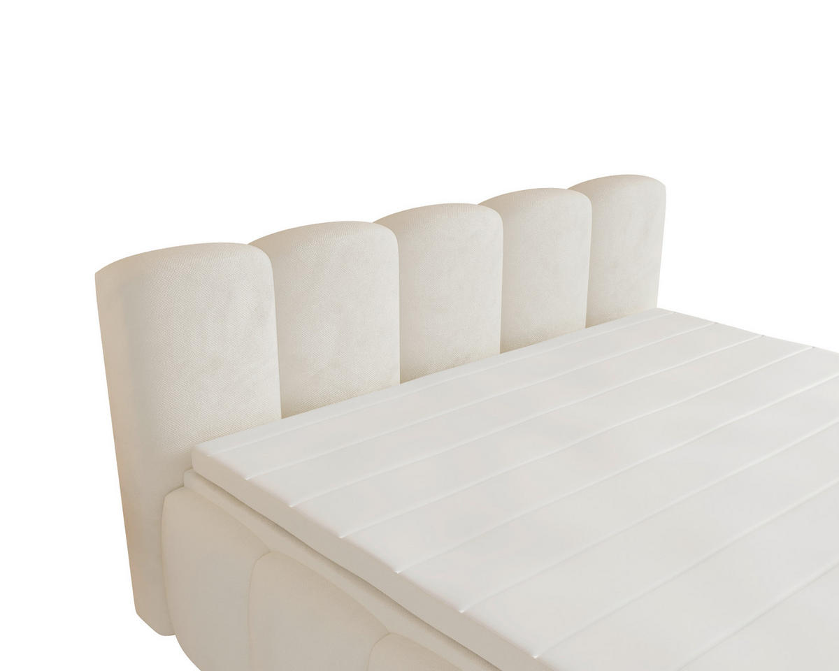 BOXBETT 140/200 cm,  in Beige, Bettkasten, Topper, H2 = mittel  - Beige/Schwarz, MODERN, Textil (140/200cm) - MID.YOU