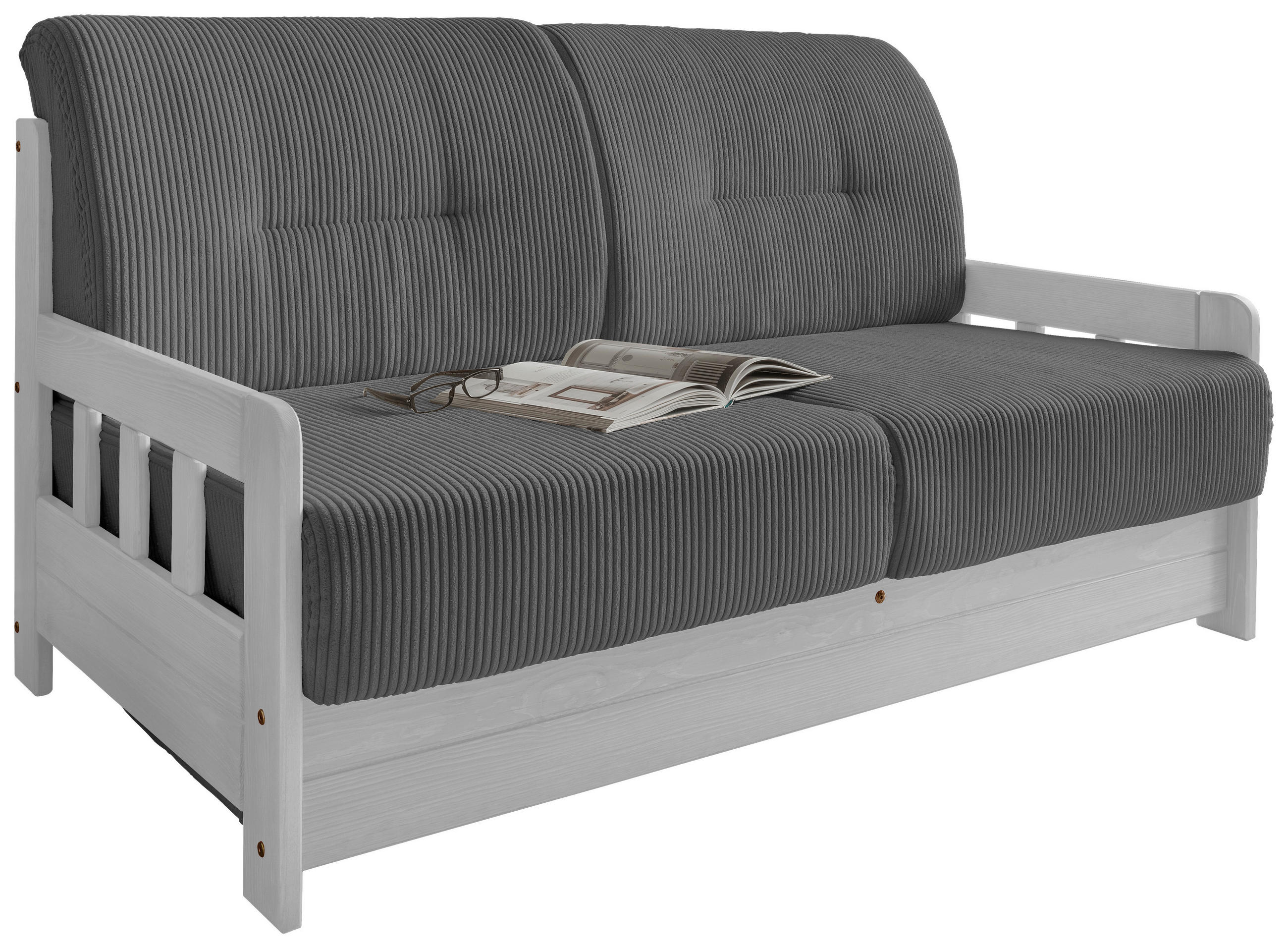 SCHLAFSOFA in Textil Grau  - Weiss/Grau, Modern, Holz/Textil (154/88/90cm) - Livetastic