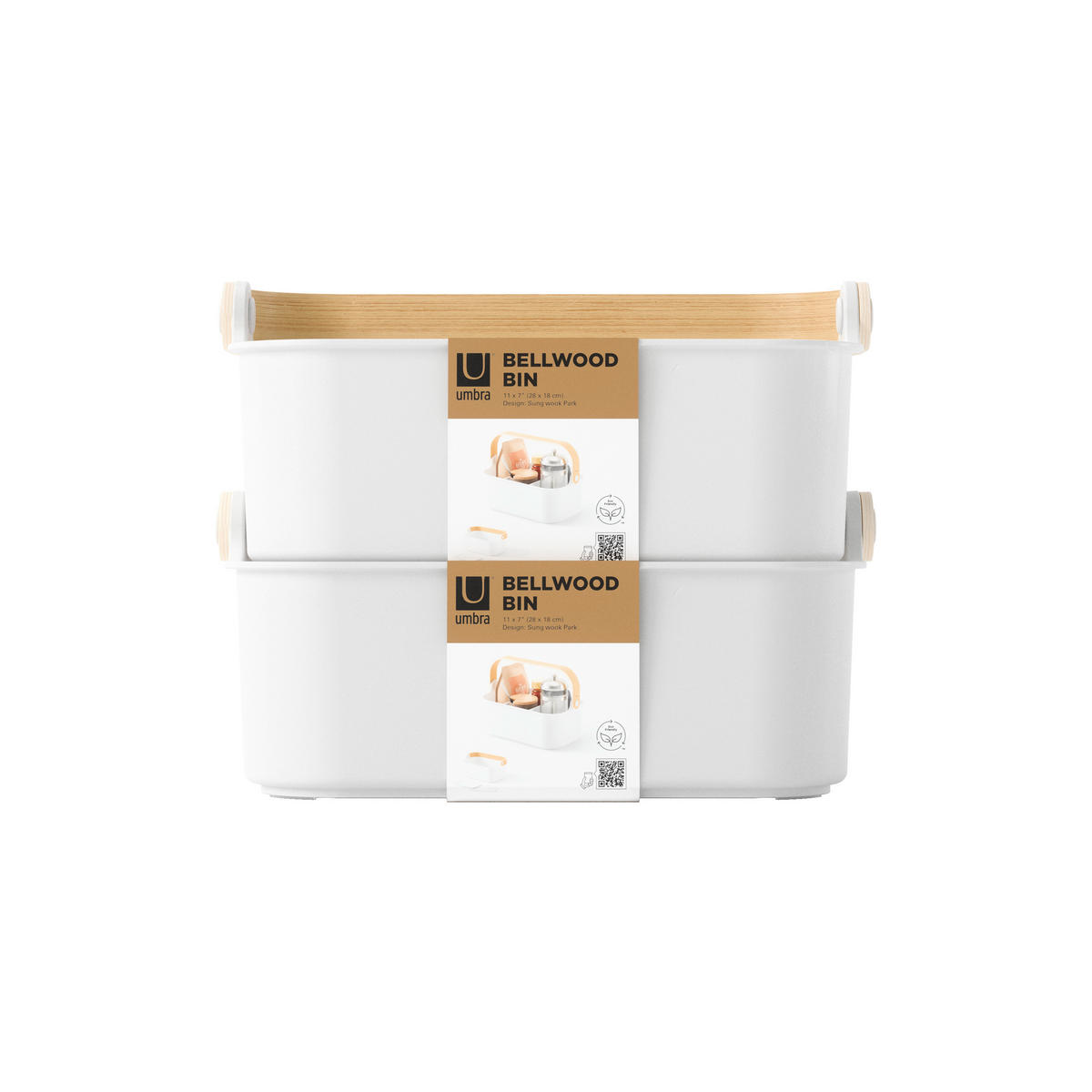 ORGANIZATOR         17/12/28 cm            - bela/naravne barve, Basics, umetna masa/les (17/12/28cm) - Umbra